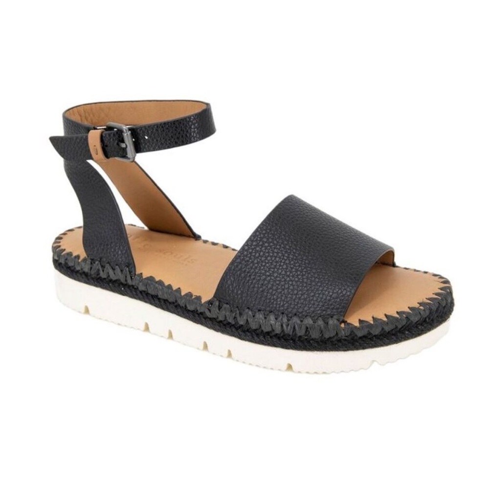 Gentle Souls Lucille Black Leather Platform Sandals Size 8 / 39